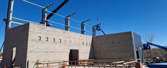 Crane over building structure