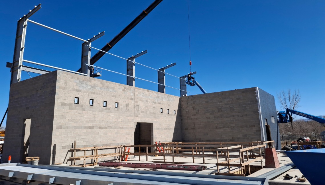 Crane over building structure